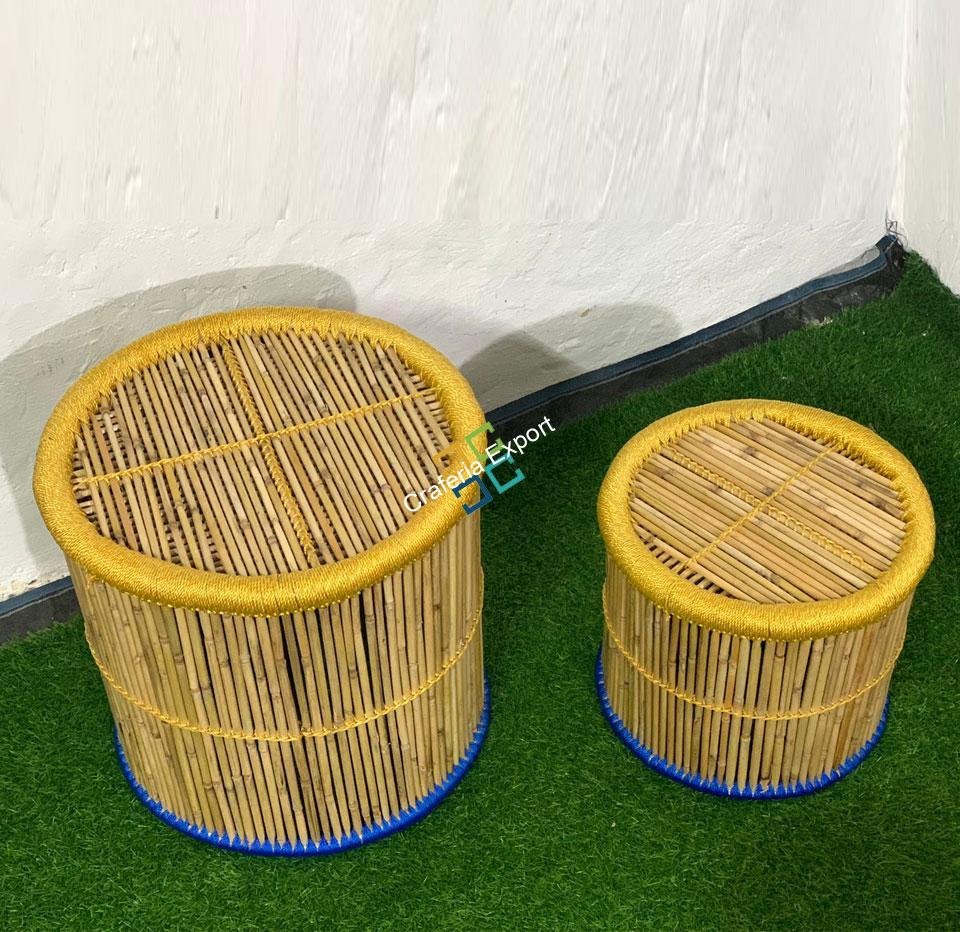 Handmade Bamboo Mudha for Indoor-outdoor Furniture (Set of 2) - Image 2