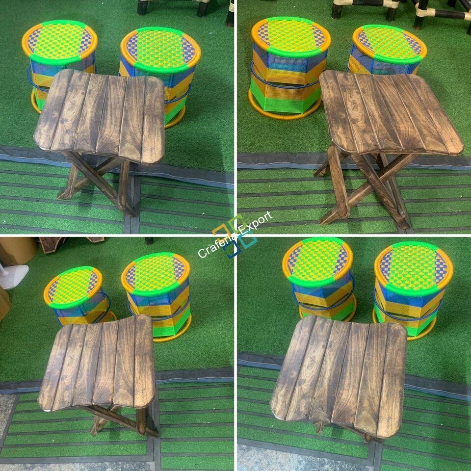 Round Stool Iron Frame Rope Wicker handwoven with traditional style - Image 6