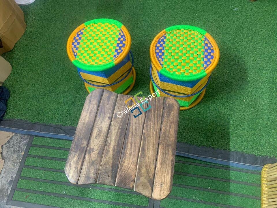 Round Stool Iron Frame Rope Wicker handwoven with traditional style - Image 7