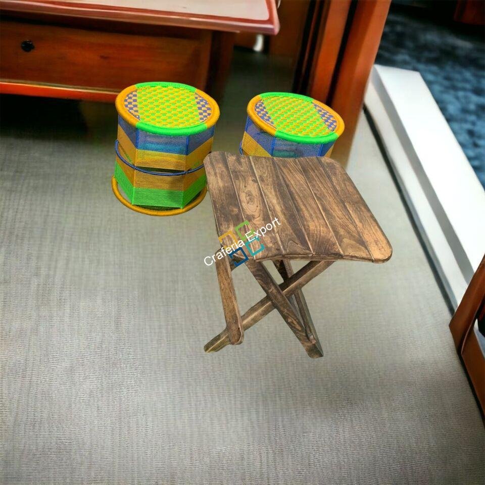 Round Stool Iron Frame Rope Wicker handwoven with traditional style - Image 5