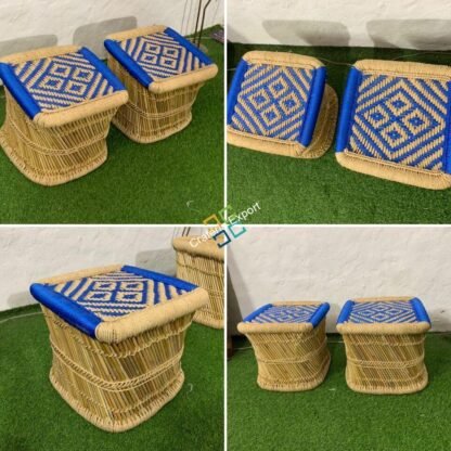 Bamboo Mudda Stool for Indoor and Garden in Square Shape / Bamboo Pidha Stool - Image 5