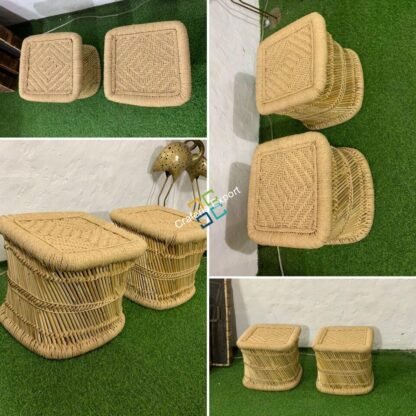 Bamboo Mudda Stool for Indoor and Garden in Square Shape / Bamboo Pidha Stool - Image 7