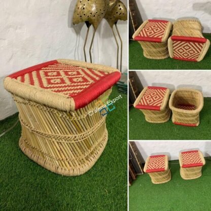Bamboo Mudda Stool for Indoor and Garden in Square Shape / Bamboo Pidha Stool - Image 3