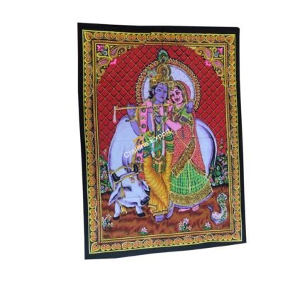 Printing  of Radha Krishna cotton wall handing /Poster - Image 2