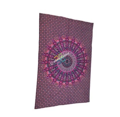 Vibrant Pink Single Tapestry / Wall Hanging  / Mandala Single Tapestries / Indian Cotton Bedspread Picnic Bedsheet / Wall Art Hippie Tapestry - Image 3