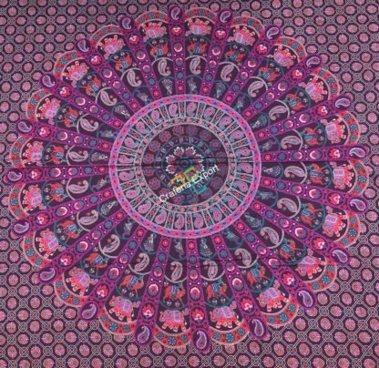Vibrant Pink Single Tapestry / Wall Hanging  / Mandala Single Tapestries / Indian Cotton Bedspread Picnic Bedsheet / Wall Art Hippie Tapestry - Image 2