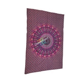 Vibrant Pink Single Tapestry / Wall Hanging  / Mandala Single Tapestries / Indian Cotton Bedspread Picnic Bedsheet / Wall Art Hippie Tapestry