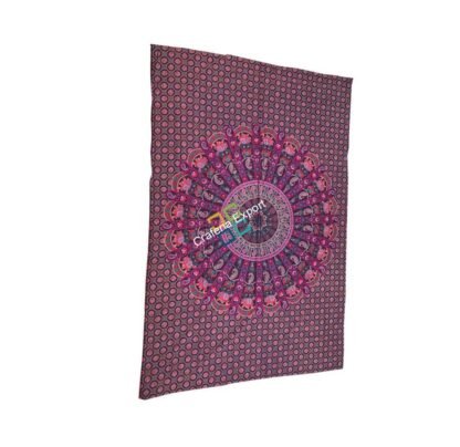 Vibrant Pink Single Tapestry / Wall Hanging  / Mandala Single Tapestries / Indian Cotton Bedspread Picnic Bedsheet / Wall Art Hippie Tapestry