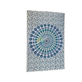 Light Blue single Tapestry Wall Hanging / Mandala single Tapestries Indian Cotton Bedspread / Picnic Bedsheet Blanket / Wall Art Hippie single Tapestry