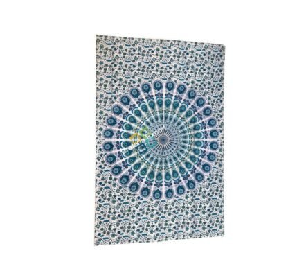 Light  Blue single Tapestry Wall Hanging / Mandala single Tapestries Indian Cotton Bedspread / Picnic Bedsheet Blanket / Wall Art Hippie single Tapestry