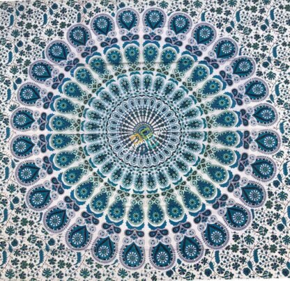 Light  Blue single Tapestry Wall Hanging / Mandala single Tapestries Indian Cotton Bedspread / Picnic Bedsheet Blanket / Wall Art Hippie single Tapestry - Image 2