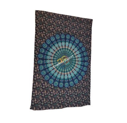 Dark Blue Single Tapestry Wall Hanging Mandala Tapestries Indian Cotton Bedspread Picnic Bedsheet Wall Art Hippie Tapestry - Image 3