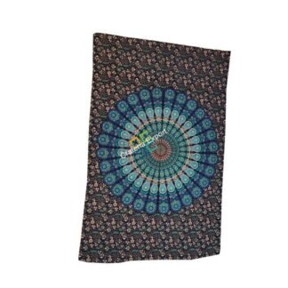Dark Blue Single Tapestry Wall Hanging Mandala Tapestries Indian Cotton Bedspread Picnic Bedsheet Wall Art Hippie Tapestry