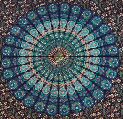 Dark Blue Single Tapestry Wall Hanging Mandala Tapestries Indian Cotton Bedspread Picnic Bedsheet Wall Art Hippie Tapestry - Image 2