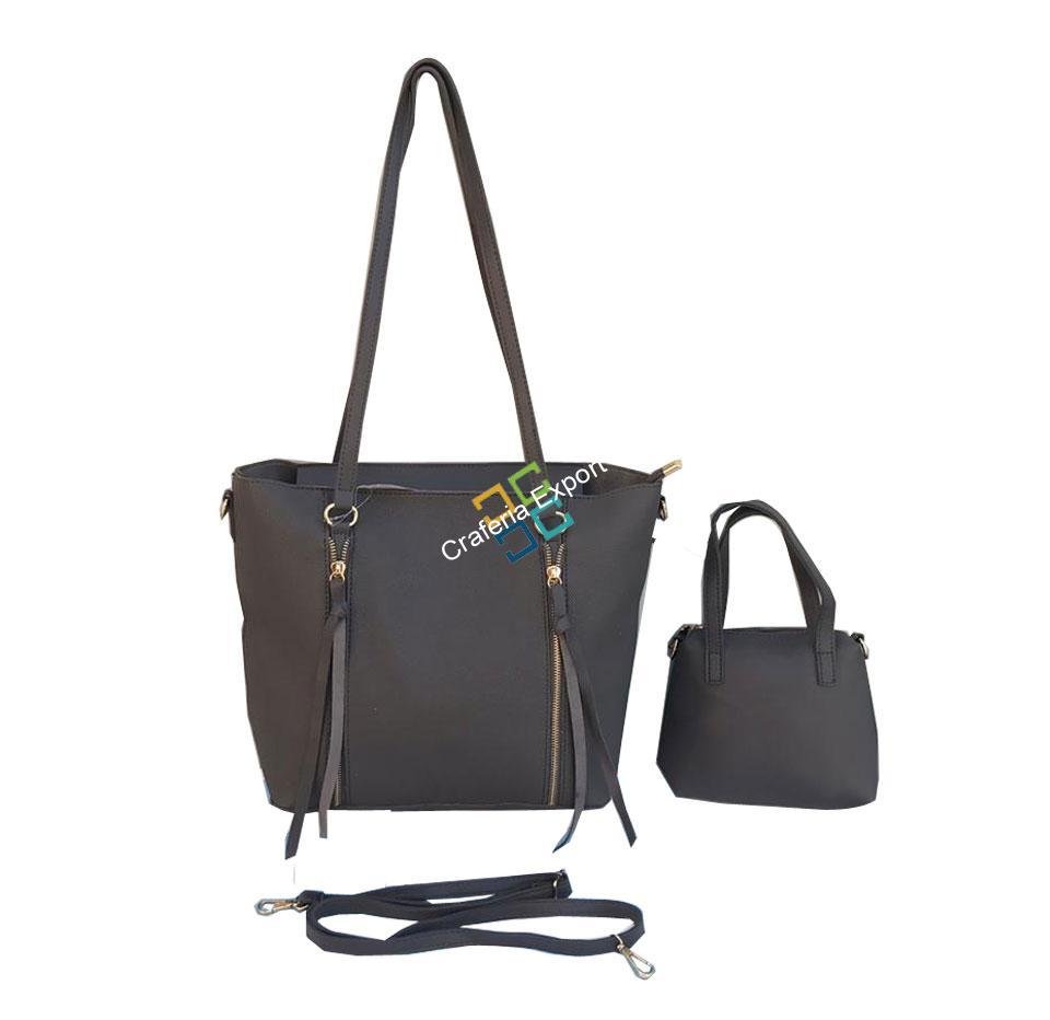 Classy Leathrette Tote Bag/Handbag with small purse for ladies and girls(Combo Pack)