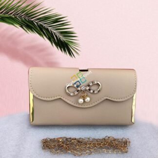 Pretty Bow Clutch with Two Little Beads for Ladies/Girls/Women
