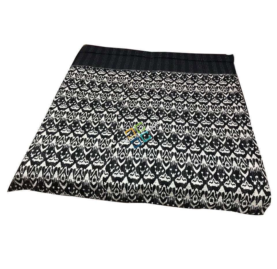 Traditional handblock texture print black & white comforter kantha quilts / duvet for double bed - Image 2