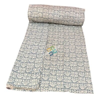 Double cotton Razai / Quilt blankets Gudri bedspread Dohar bed throw with jaipuri kantha handicraft - Image 4