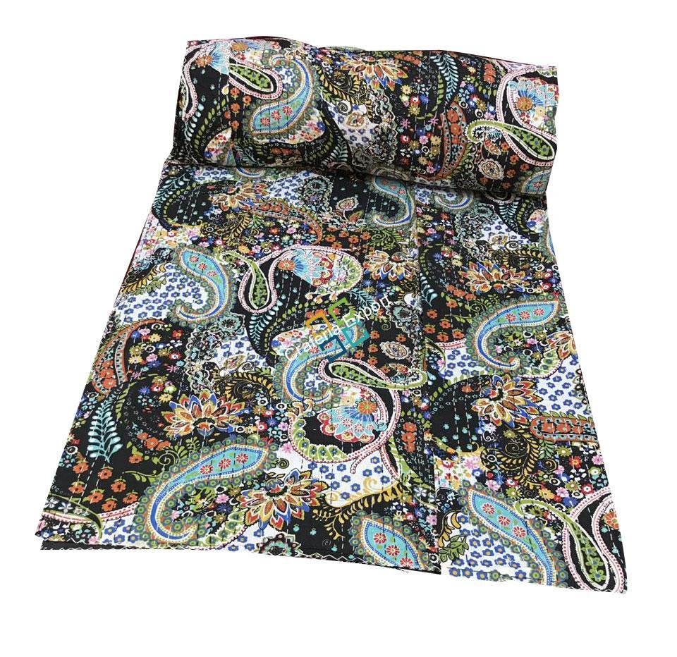 Double bed cotton RAZAI QUILT bedspread gudri blankets with printed DESIGN
