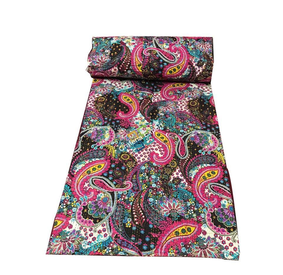 Traditional handmade paisley design multi color AC quilt / blanket / for double bed