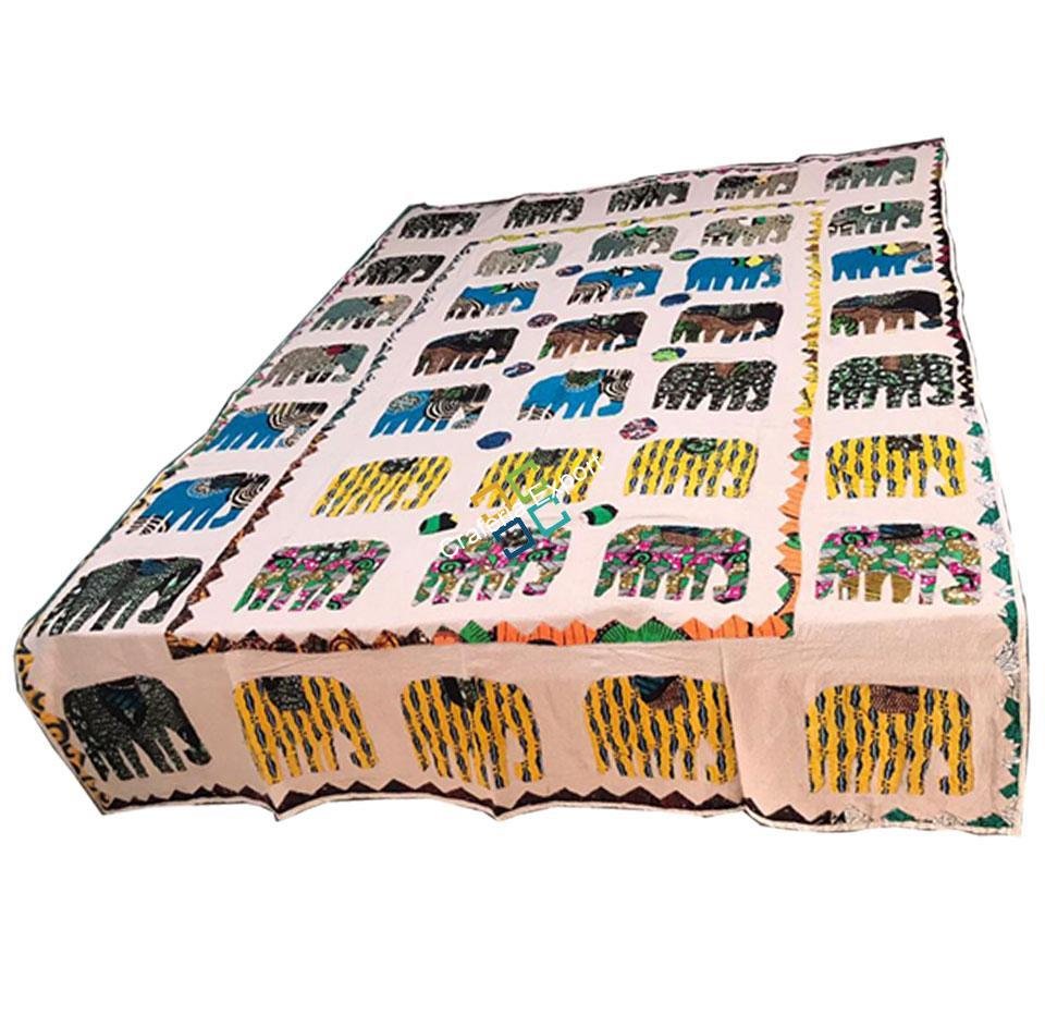 Colourful Elephant Patch Work Jaipuri Quilt/ Dohar/ Razai, 100% Cotton single Bed Bedspread - Image 3