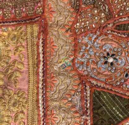Indian Elephant Hand stitch table throw/Table runner/Tapestry Wall Hanging - Image 2
