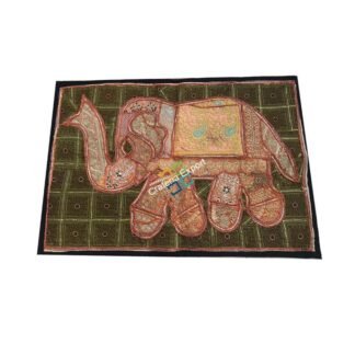 Indian Elephant Hand stitch table throw/Table runner/Tapestry Wall Hanging