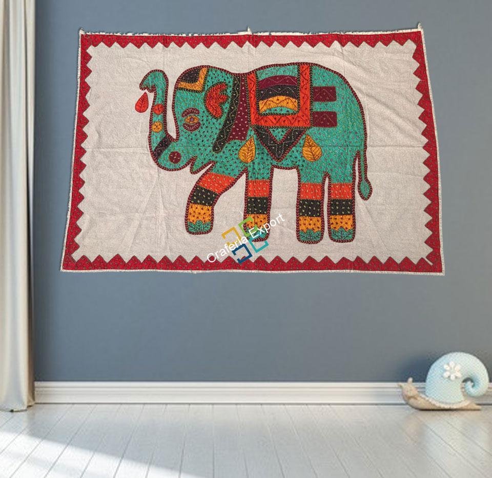 Cotton Wall hanging with hand stitch Indian traditional Work