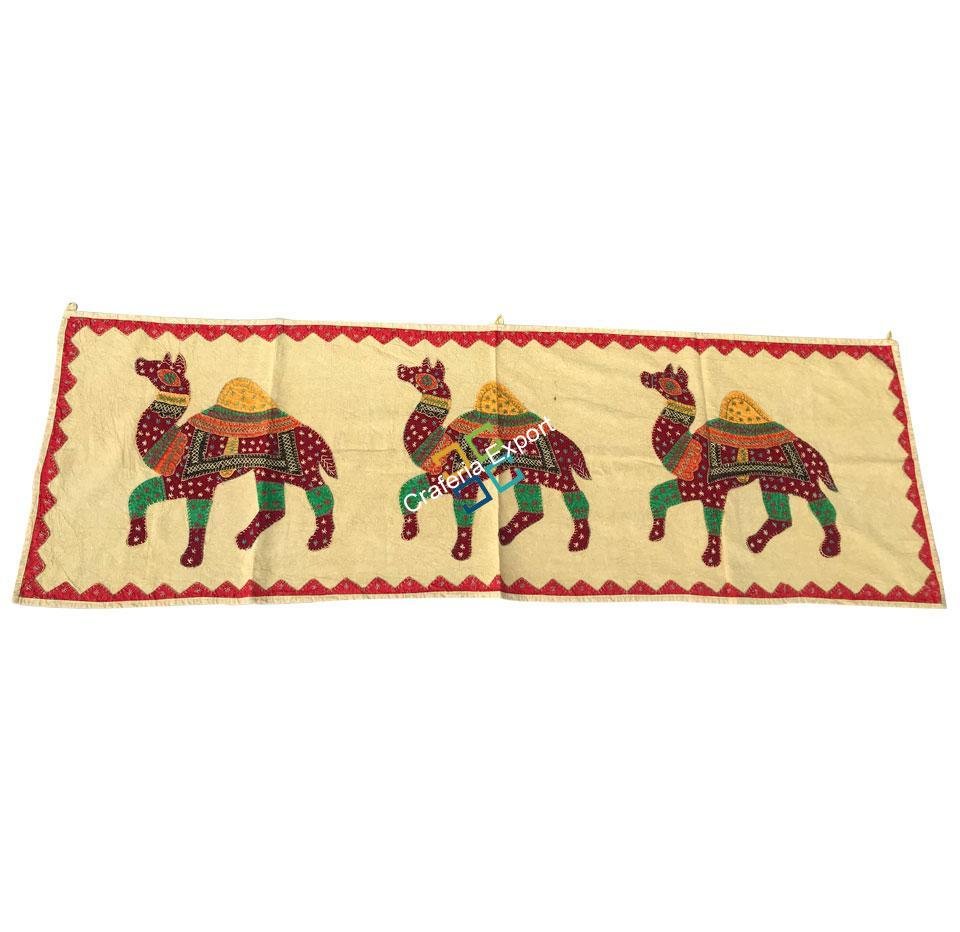 Cotton Wall Hanging/wall decor with Camel Patch Work-Cream - Image 2
