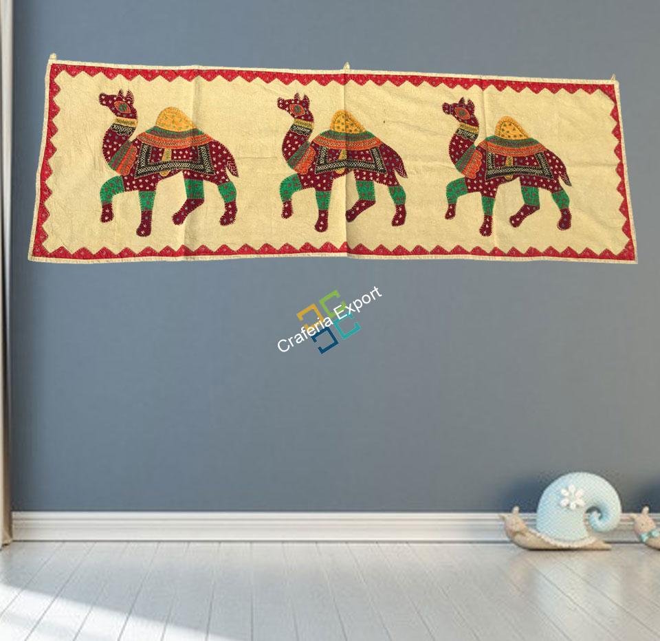 Cotton Wall Hanging/wall decor with Camel Patch Work-Cream
