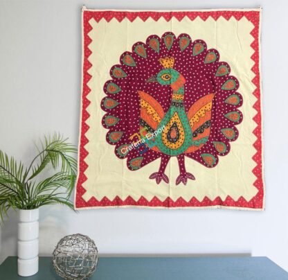 Dancing Peacock Patch Work Wall Hanging/Cloth/ Throw Cover