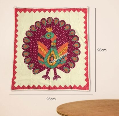 Dancing Peacock Patch Work Wall Hanging/Cloth/ Throw Cover - Image 4