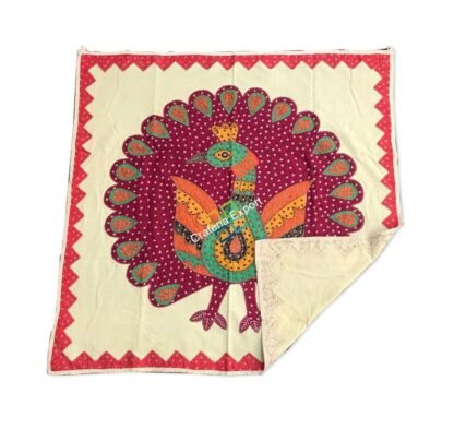 Dancing Peacock Patch Work Wall Hanging/Cloth/ Throw Cover - Image 2