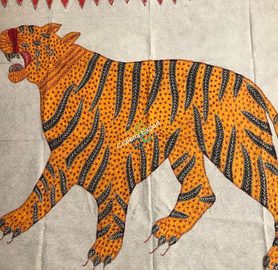 Fierce Roaring Tiger Wall Hanging/Poster/Table Cover/ Throw Cloth Cover-Green - Image 3