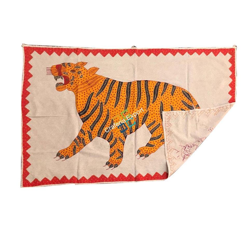 Fierce Roaring Tiger Wall Hanging/Poster/Table Cover/ Throw Cloth Cover-Green - Image 4