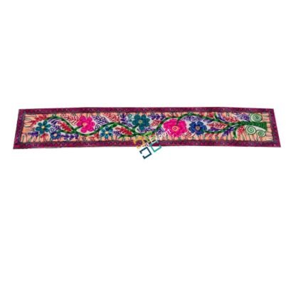 Traditional handmade embroidery multicolor table runner / cloth -Green