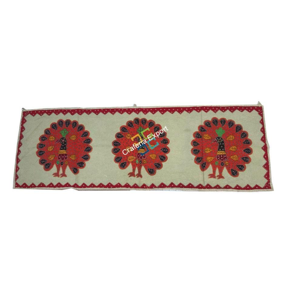 Peacock Printed Wall hanging /Table Cover/ Runner for home decor-Green - Image 5