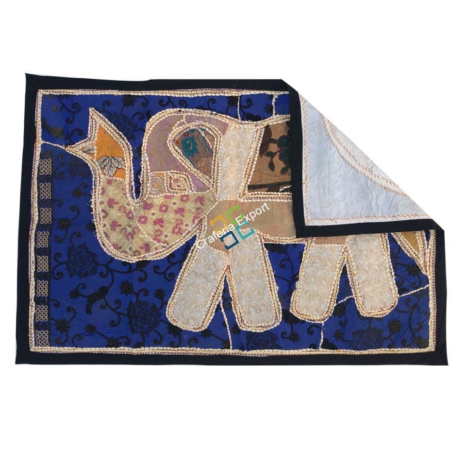 Elephant Embroidery Work Jaipuri Table Runner/ Wall Hanging-Maize - Image 3