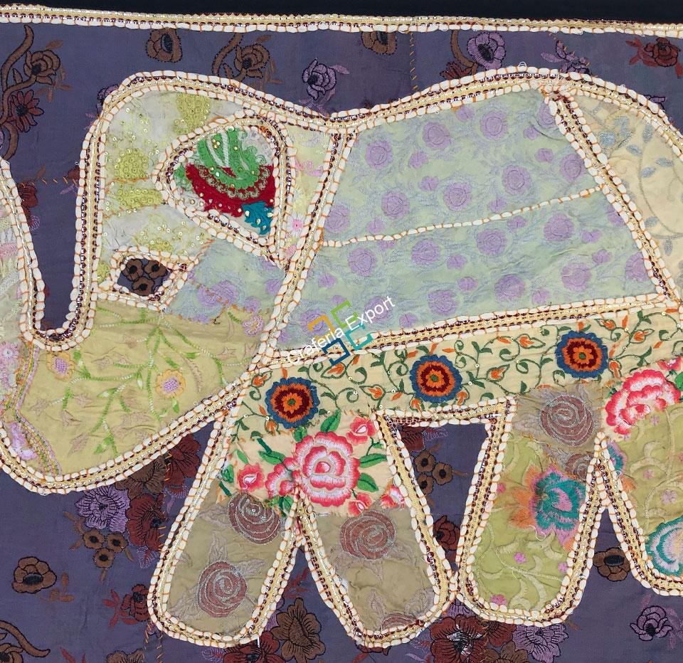 Elephant Embroidery Work Jaipuri Table Runner/ Wall Hanging-Maize - Image 9