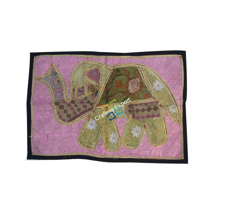 Elephant Embroidery Work Jaipuri Table Runner/ Wall Hanging-Maize - Image 10