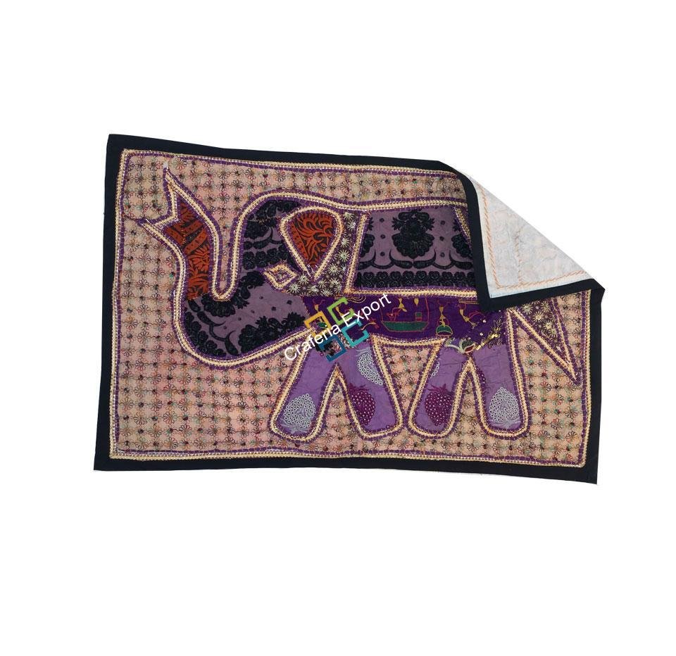 Elephant Embroidery Work Jaipuri Table Runner/ Wall Hanging-Maize - Image 12