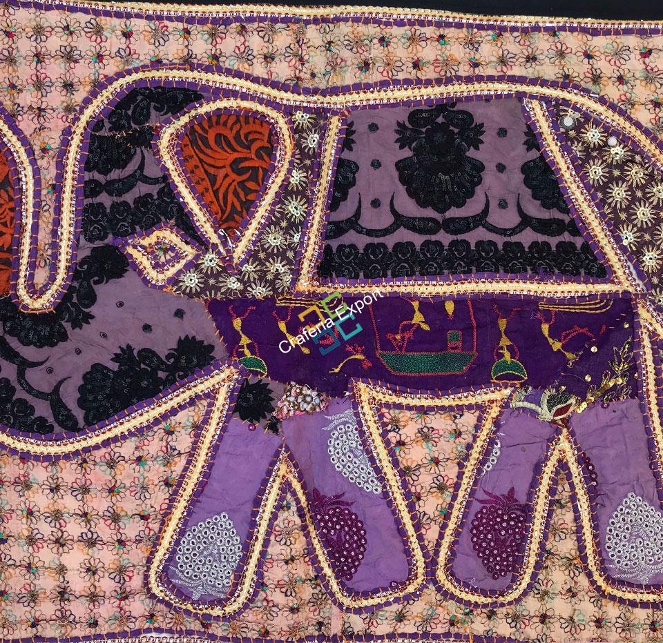 Elephant Embroidery Work Jaipuri Table Runner/ Wall Hanging-Maize - Image 13