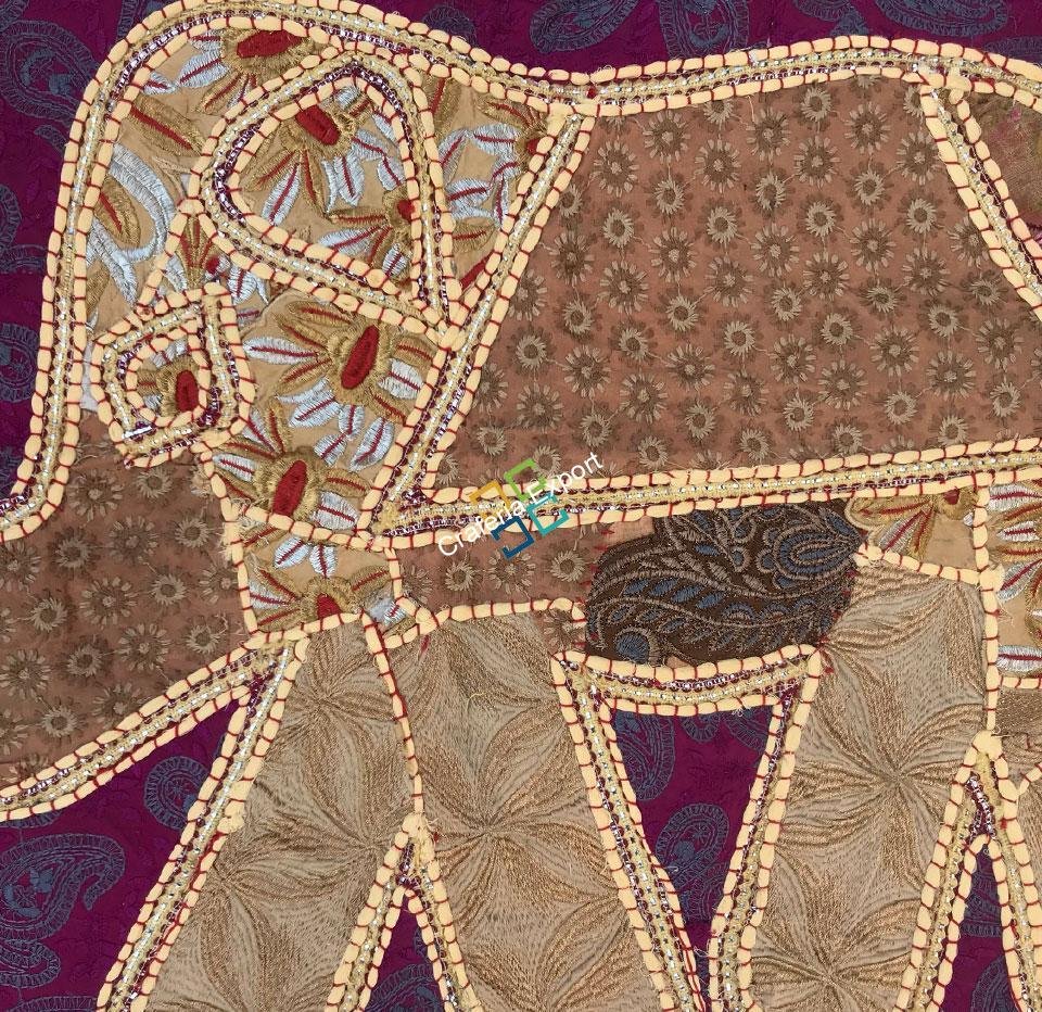 Elephant Embroidery Work Jaipuri Table Runner/ Wall Hanging-Maize - Image 16