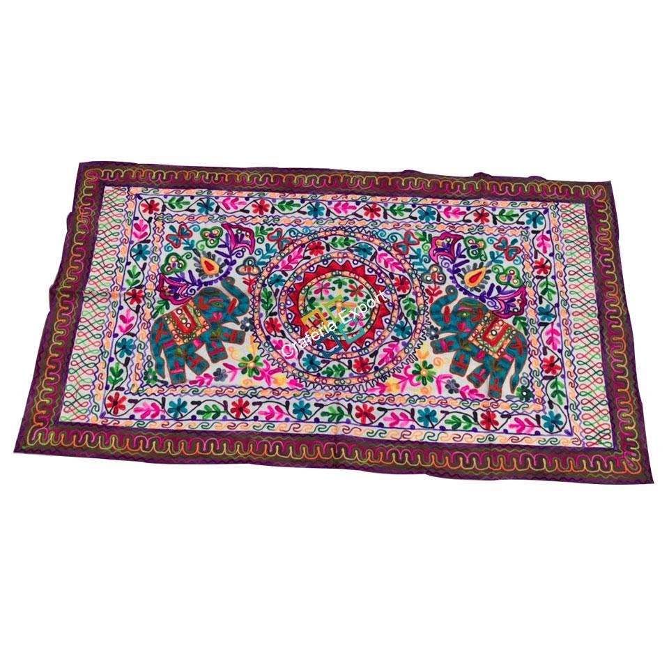 Jaipuri printed handemade embroidery table runner for homedecor -Green
