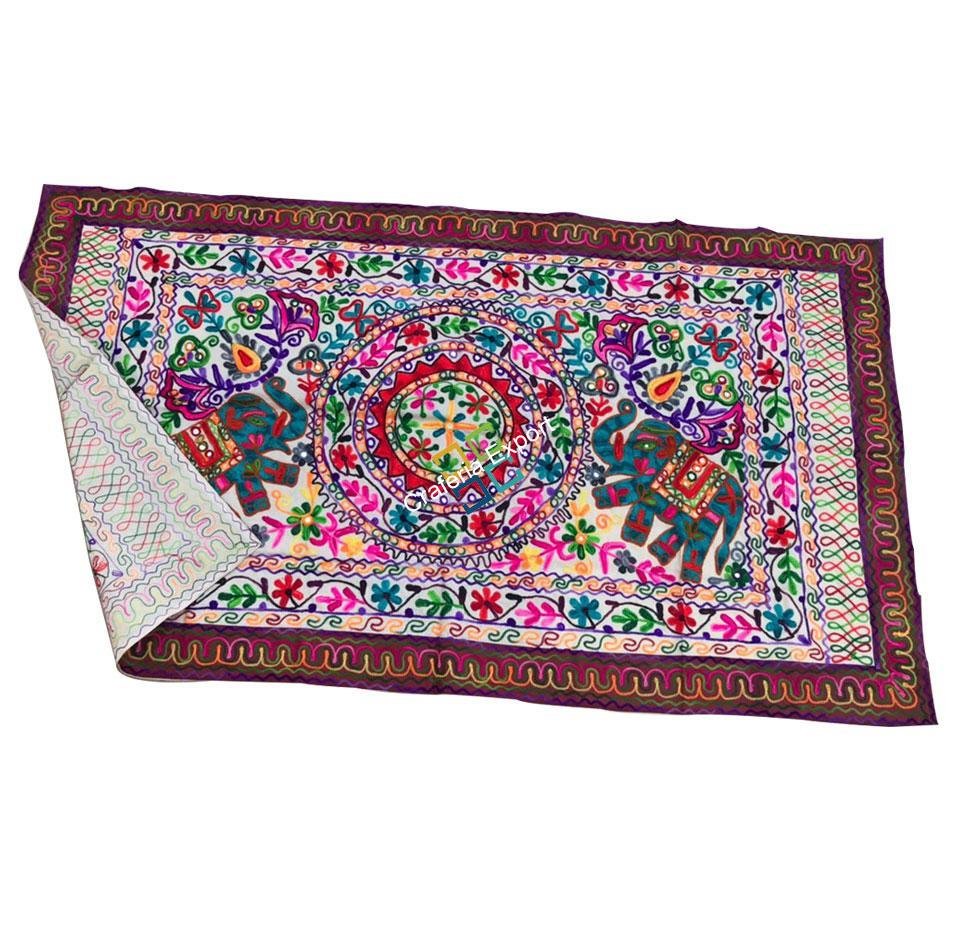 Jaipuri printed handemade embroidery table runner for homedecor -Green - Image 2