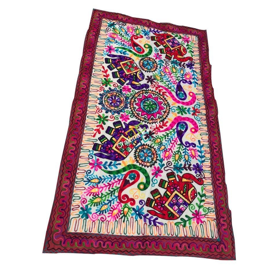 Jaipuri printed handemade embroidery table runner for homedecor -Green - Image 6