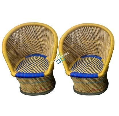 Classic Mudda Bamboo Chair (Set of 2) in Multi Color Extra Large Size | Indoor Outdoor Furniture