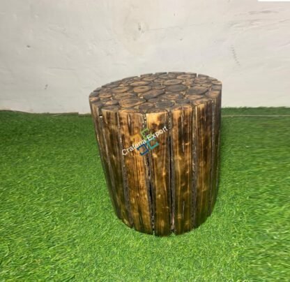 Round Shaped Wooden Coffee Table Log Stool/Bedside Table (Set of 2) - Image 7