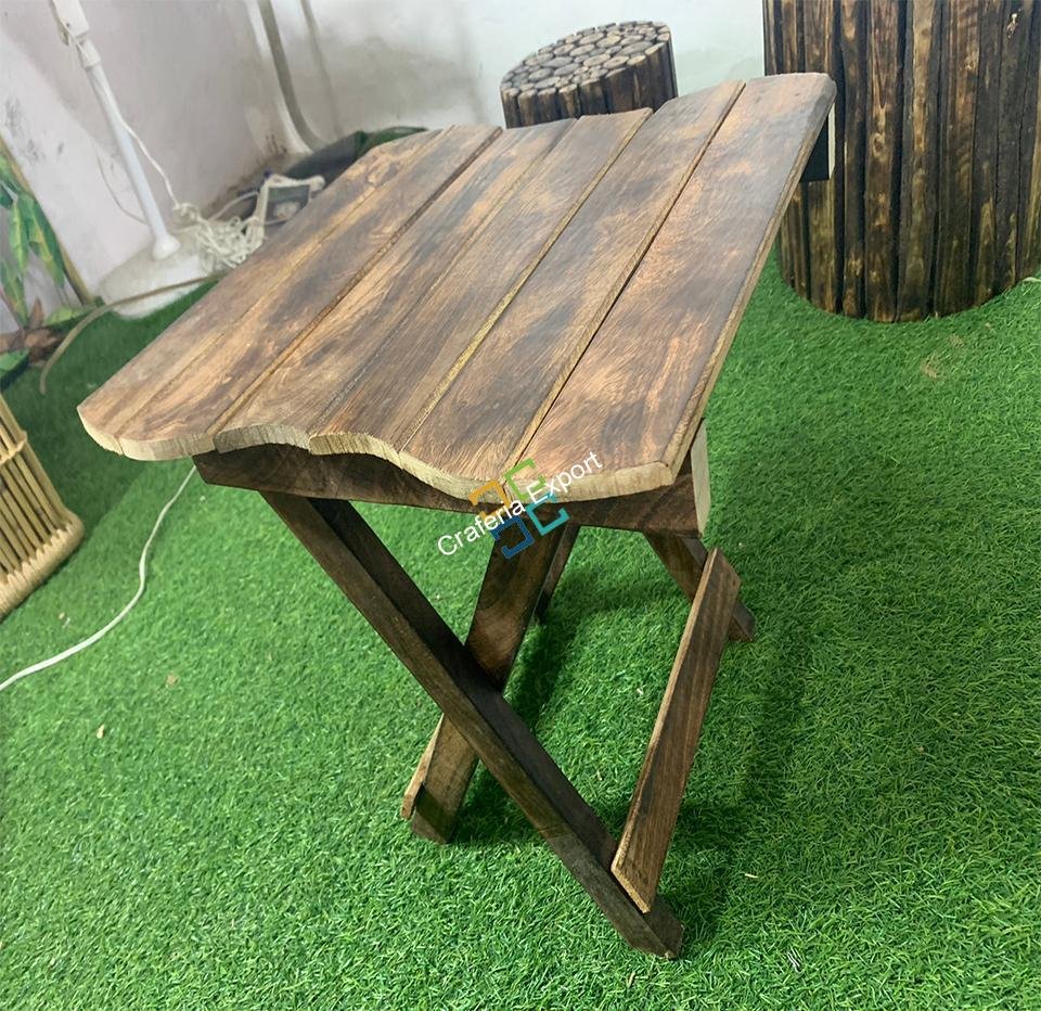 Solid Wood Square Folding Table Ideal Coffee Table Garden Table Home Decor - Image 2