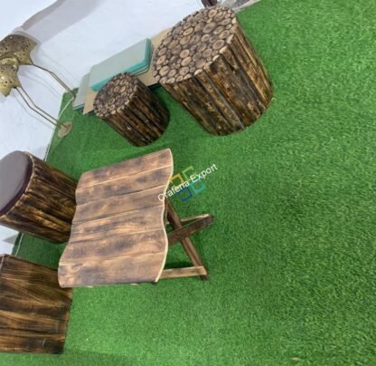 Natural Wood Coffee Table Stools furniture set | Home Luxury Ascents - Image 4